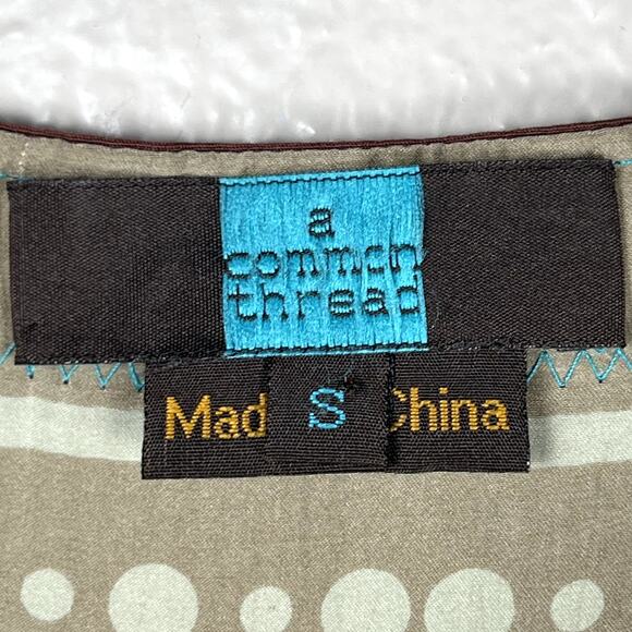 Anthropologie A Common Thread Sz S Patchwork Silk Maxi Skirt Boho Drawstring - Picture 7 of 11